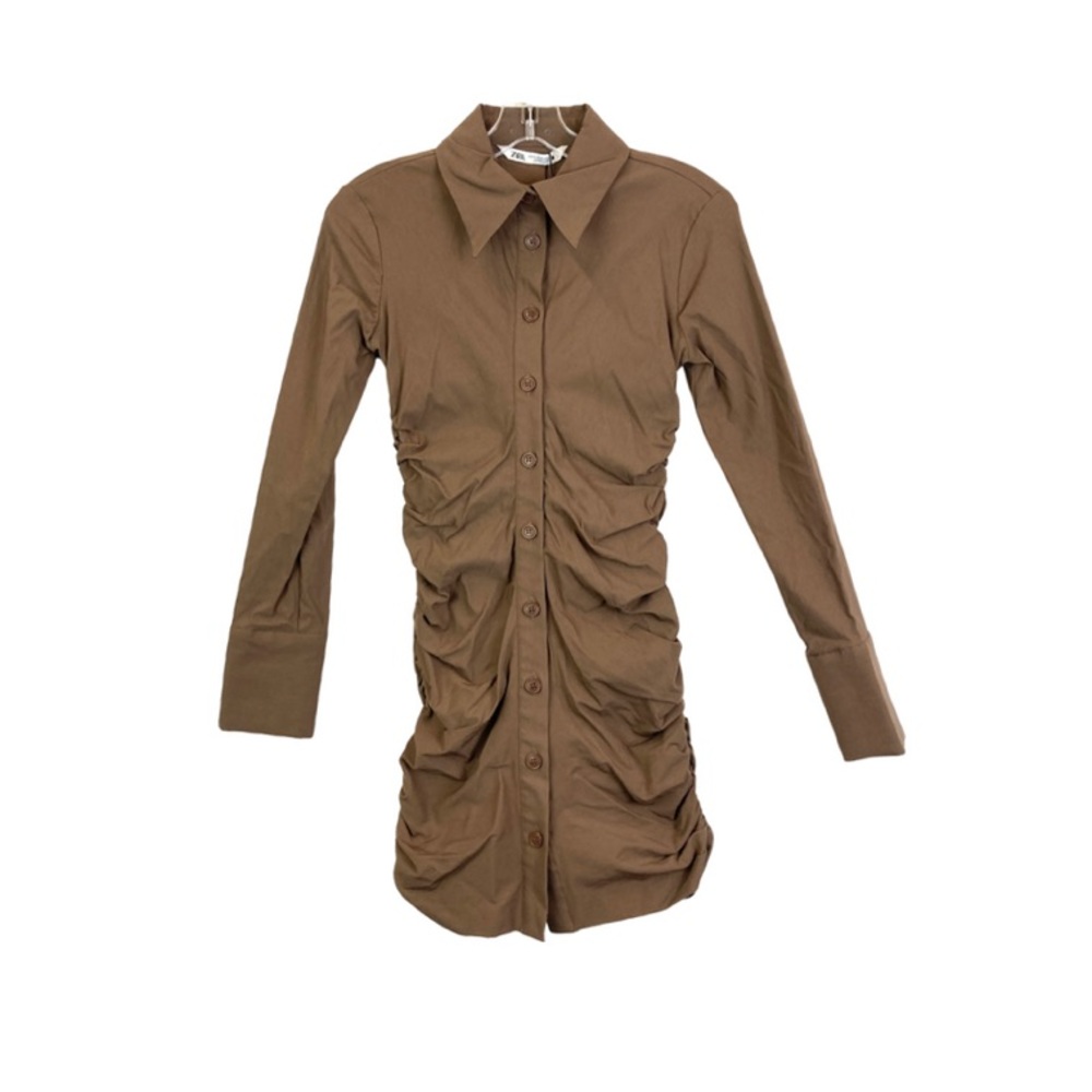 ZARA RUCHED SHIRT DRESS